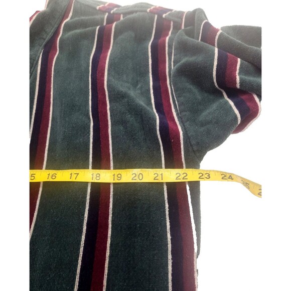 Vintage Stafford Bath Robe OS Mens Green Striped Thick Terry Cloth Belted Cotton - Picture 10 of 13